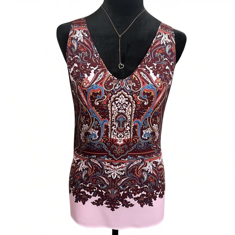 J Crew Cate Cami in Iced Lilac Paisley-100% Silk Outer- Size 10